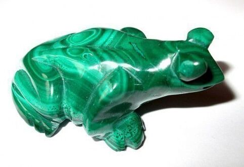 green malachite frog in the form of good luck amulet
